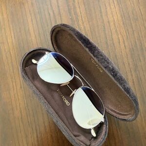 Tom Ford Black and Silver Aviator Sunglasses